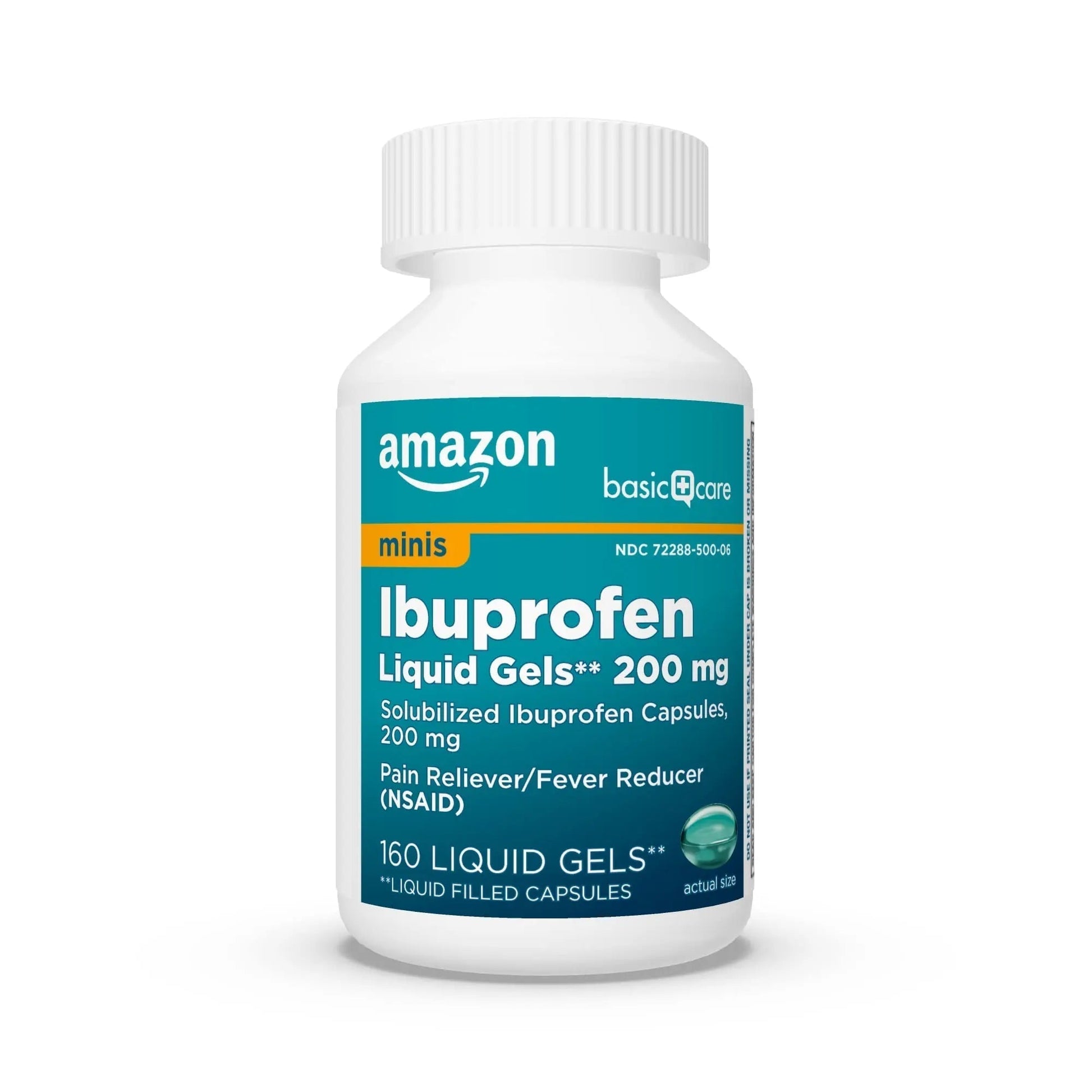 Amazon Basic Care Ibuprofen Mini Liquid Gels, 200 mg, Pain Reliever and Fever Reducer for Headache, Backache, Menstrual Pain, Arthritis, 160 Count - Maple Wellness Supplements