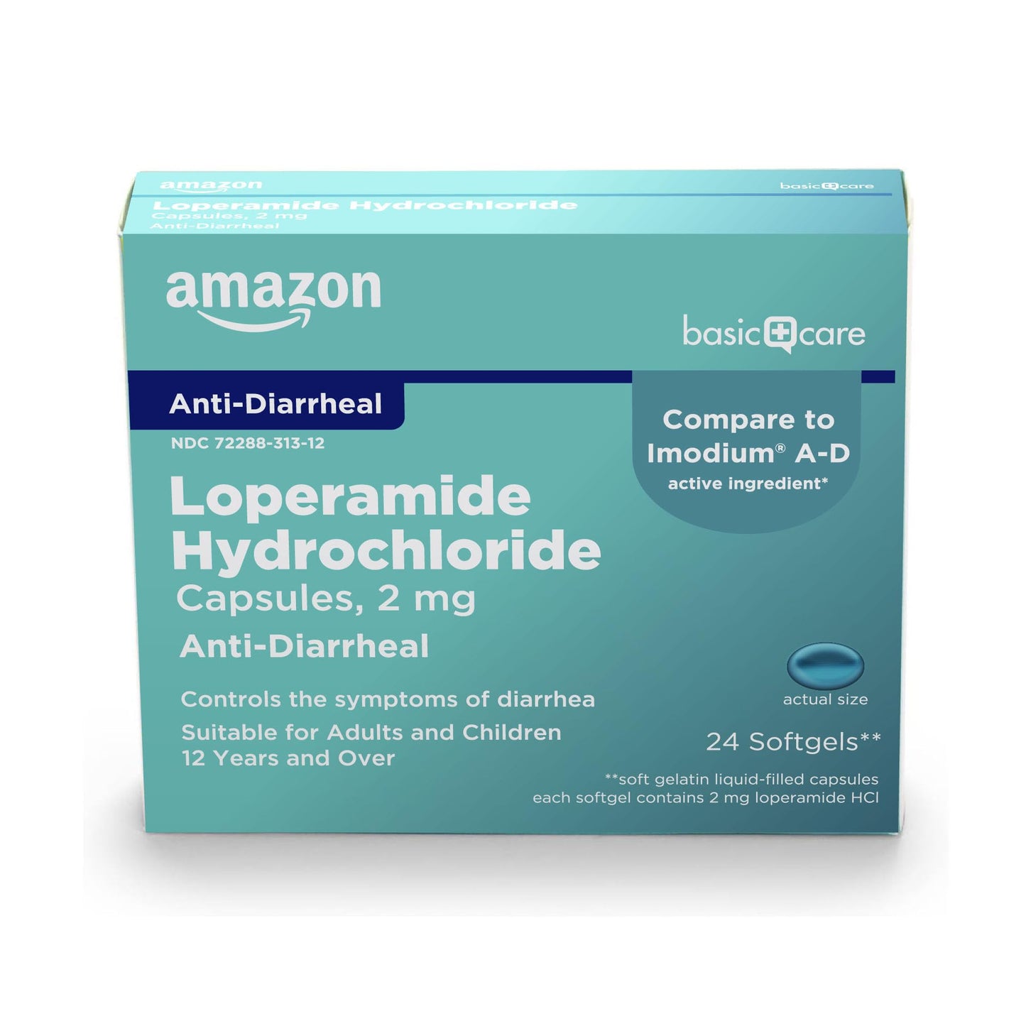 Amazon Basic Care Loperamide Hcl 2 Mg Softgels, Anti-Diarrheal, Easy to Swallow, Controls Symptoms of Traveler's Diarrhea, 24 Count - Maple Wellness Supplements