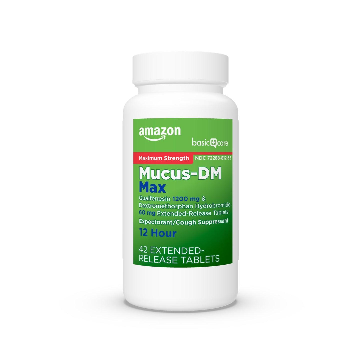 Amazon Basic Care Maximum Strength Mucus DM, Expectorant and Cough Suppressant Extended-Release Tablets, 42 Count - Maple Wellness Supplements