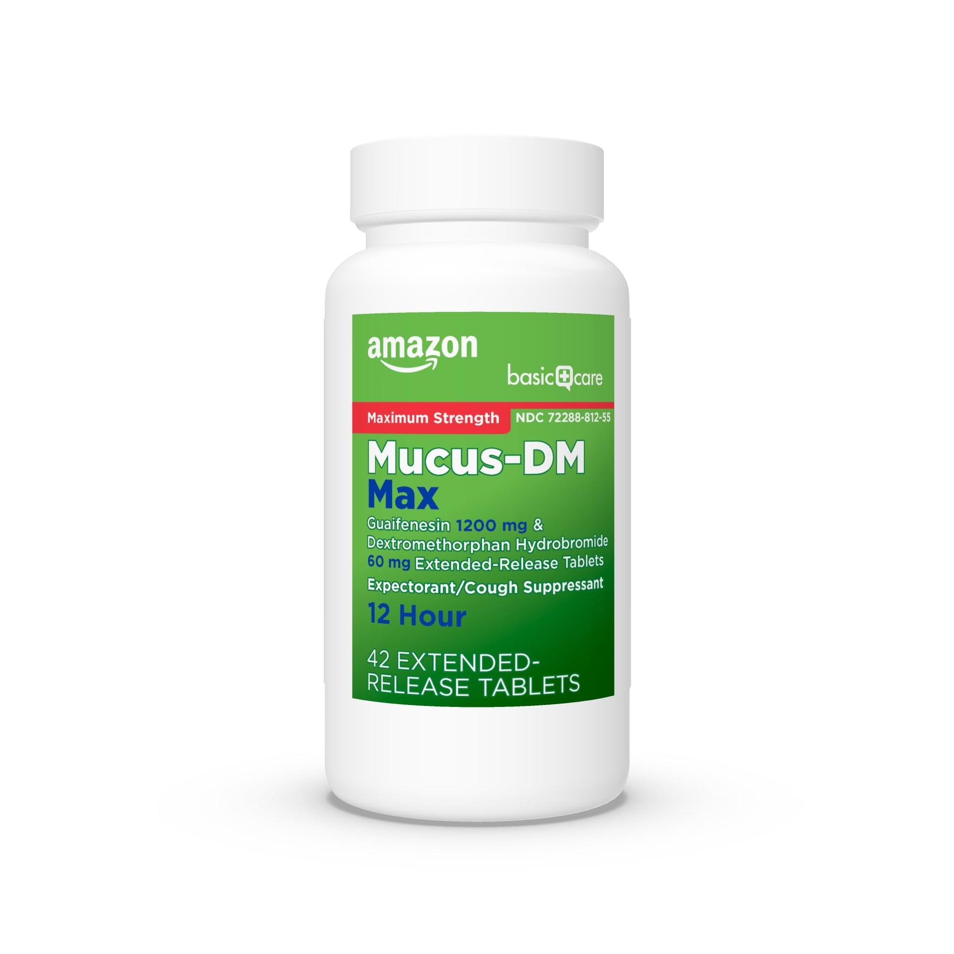 Amazon Basic Care Maximum Strength Mucus DM, Expectorant and Cough Suppressant Extended-Release Tablets, 42 Count - Maple Wellness Supplements