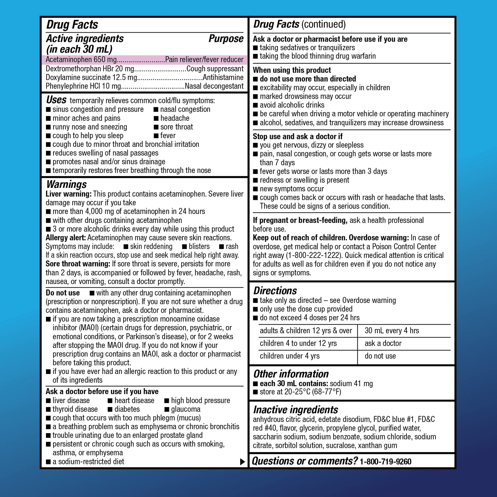 Amazon Basic Care Nighttime Severe Cold and Flu Syrup, Max Strength Liquid Medicine, Multi-Symptom Relief, for Adults and Children 12 Years and Older, Mixed Berry Flavor, 12 fl oz - Maple Wellness Supplements