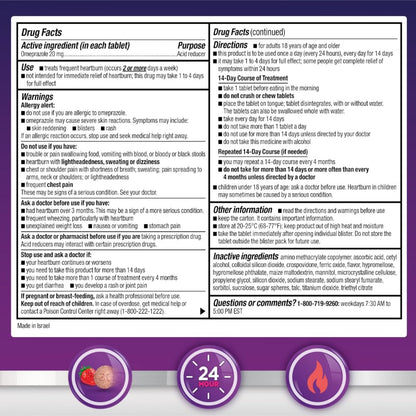 Amazon Basic Care Omeprazole Delayed Release Orally Disintegrating Tablets, 20 mg, Acid Reducer, Strawberry Flavor, 24 Hour Heartburn Medicine, 42 Count - Maple Wellness Supplements