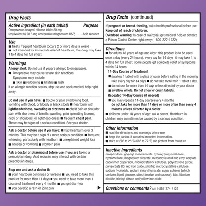 Amazon Basic Care Omeprazole Delayed Release Tablets 20 mg, Acid Reducer, treats frequent heartburn,, Cream, Regular, 42 Count (Pack of 1), 42 Count, - Maple Wellness Supplements