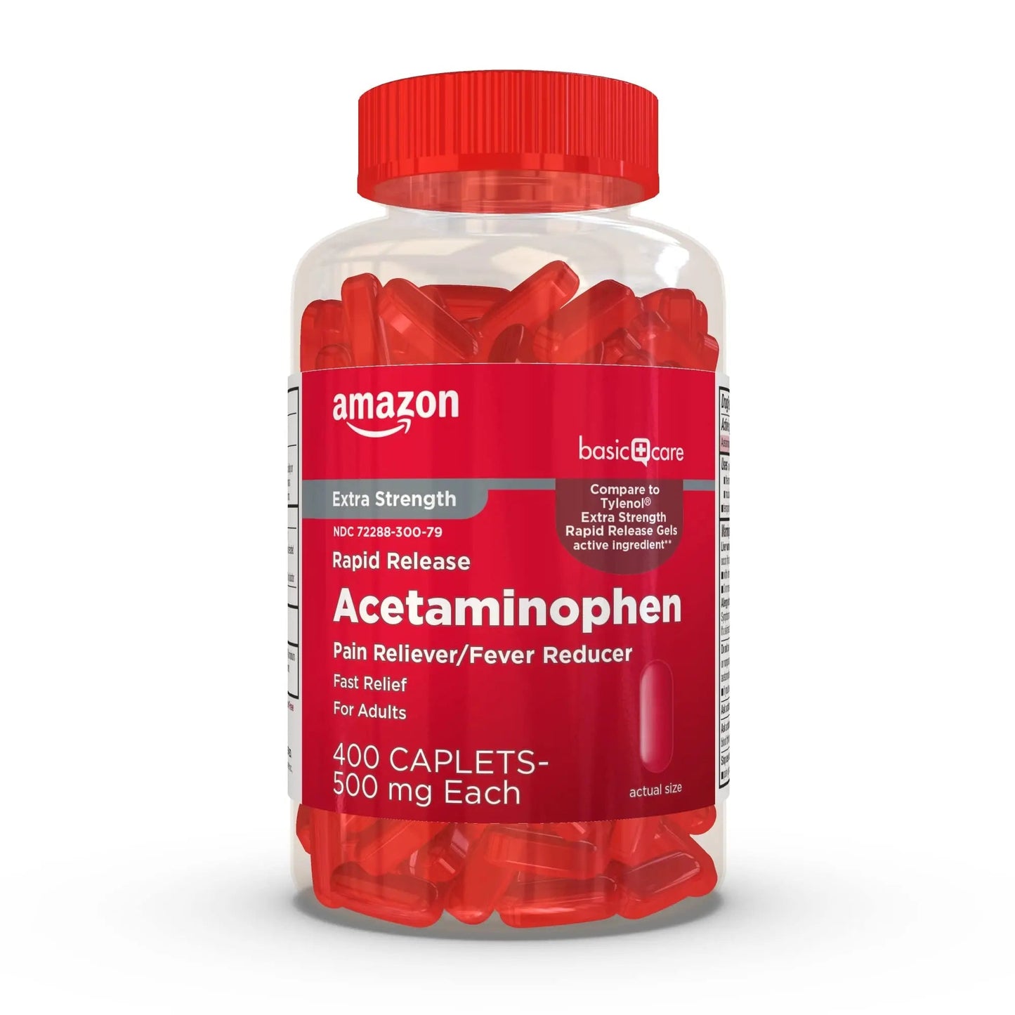 Amazon Basic Care Rapid Release Acetaminophen Caplets 500 mg, Extra Strength Pain Reliever and Fever Reducer for Headache, Backache, Menstrual Pain, Arthritis Pain, 400 Count - Maple Wellness Supplements