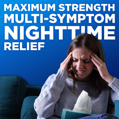 Amazon Basic Care Vapor Ice Day and Night Severe Cold and Flu Relief Caplets, Maximum Strength Multi-Symptom Medicine for Cough, Sore Throat, Nasal Congestion, 48 Count - Maple Wellness Supplements