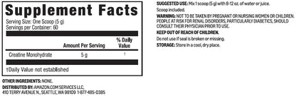 Amazon Basics Creatine Monohydrate Powder, 10.58 oz, 60 Servings - Maple Wellness Supplements