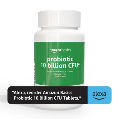 Amazon Basics Daily Probiotic, 10 Billion Active Cultures, Supporting Digestive and Intestinal Health, Capsule, 60 Count, Two Month Supply - Maple Wellness Supplements