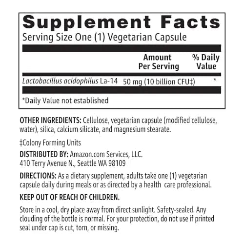 Amazon Basics Daily Probiotic, 10 Billion Active Cultures, Supporting Digestive and Intestinal Health, Capsule, 60 Count, Two Month Supply - Maple Wellness Supplements