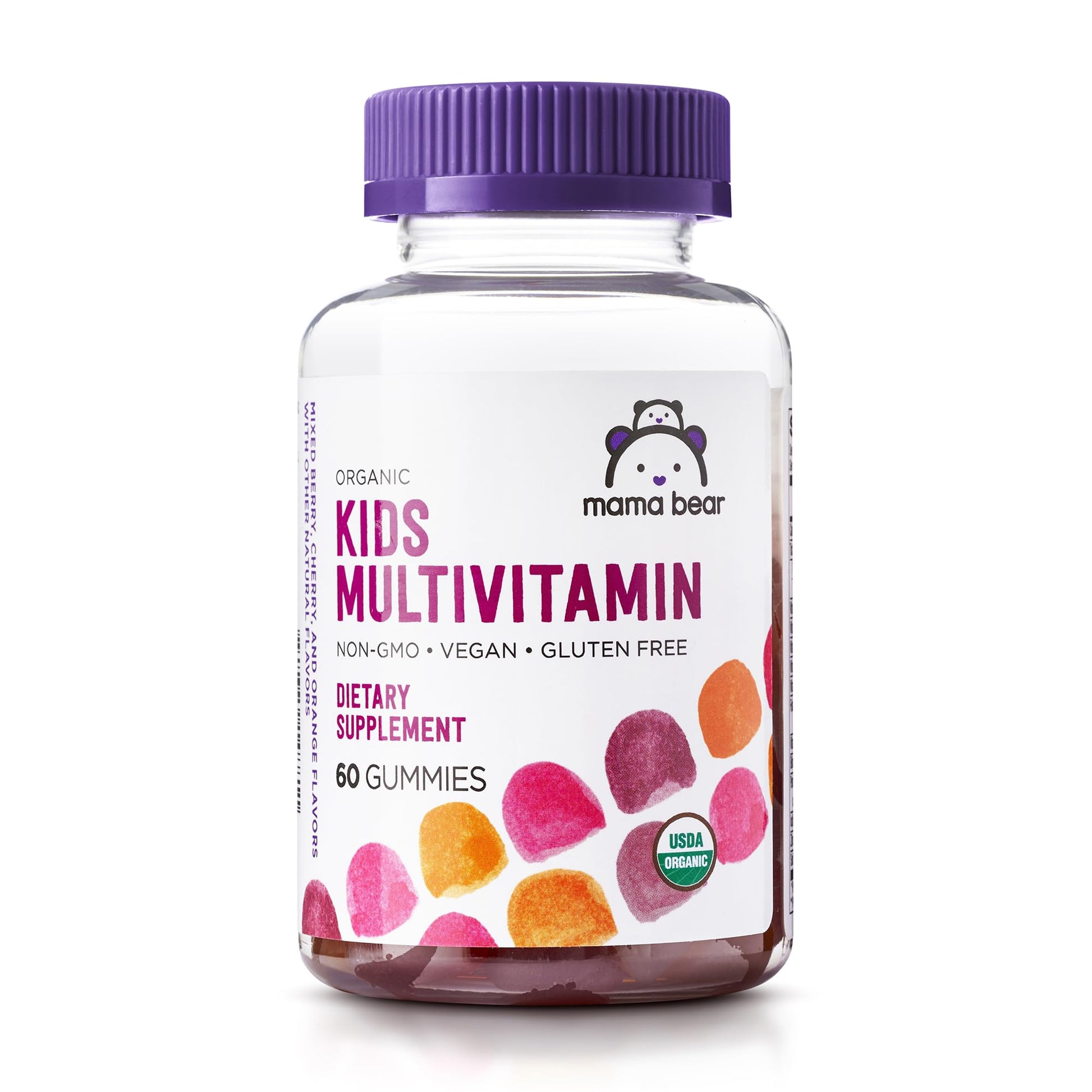 Amazon Brand - Mama Bear Organic Kids Multivitamin Gummies, Berry, Cherry & Orange, 60 Count, 1 Month Supply (Packaging May Vary) - Maple Wellness Supplements
