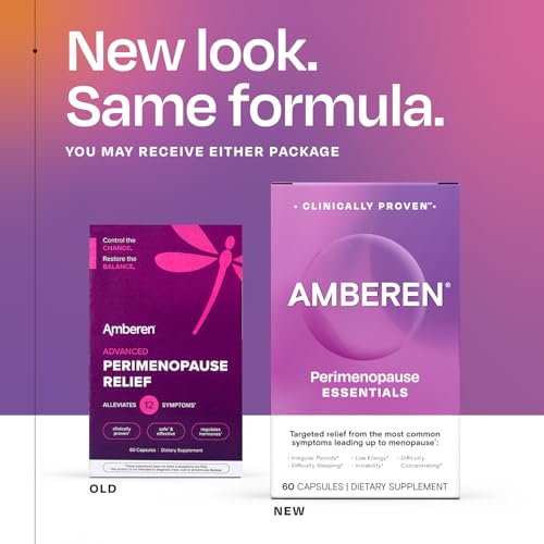 Amberen Perimenopause, Peri-Menopause Multi-Symptom Relief, Vitamin B, Vitamin E & Antioxidants Supplement, Clinically Shown to Help Support Hormone Balance, Hot Flashes & Night Sweats, 60 Count - Maple Wellness Supplements