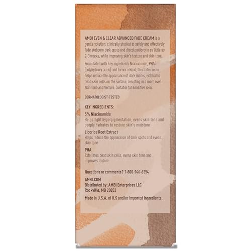 Ambi Even & Clear Advanced Fade Cream, Hydroquinone-free, Hyperpigmentation Treatment, Stubborn Dark Spot Corrector, Results In As Little As 2-3 Weeks - Maple Wellness Supplements