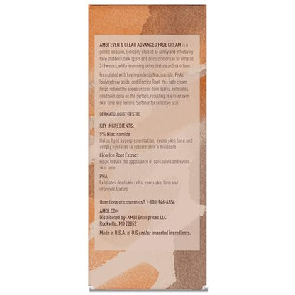 Ambi Even & Clear Advanced Fade Cream, Hydroquinone-free, Hyperpigmentation Treatment, Stubborn Dark Spot Corrector, Results In As Little As 2-3 Weeks - Maple Wellness Supplements
