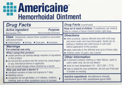 Americaine Hemorrhoidal Ointment Maximum Strength 20% Benzocaine 1 oz - Maple Wellness Supplements