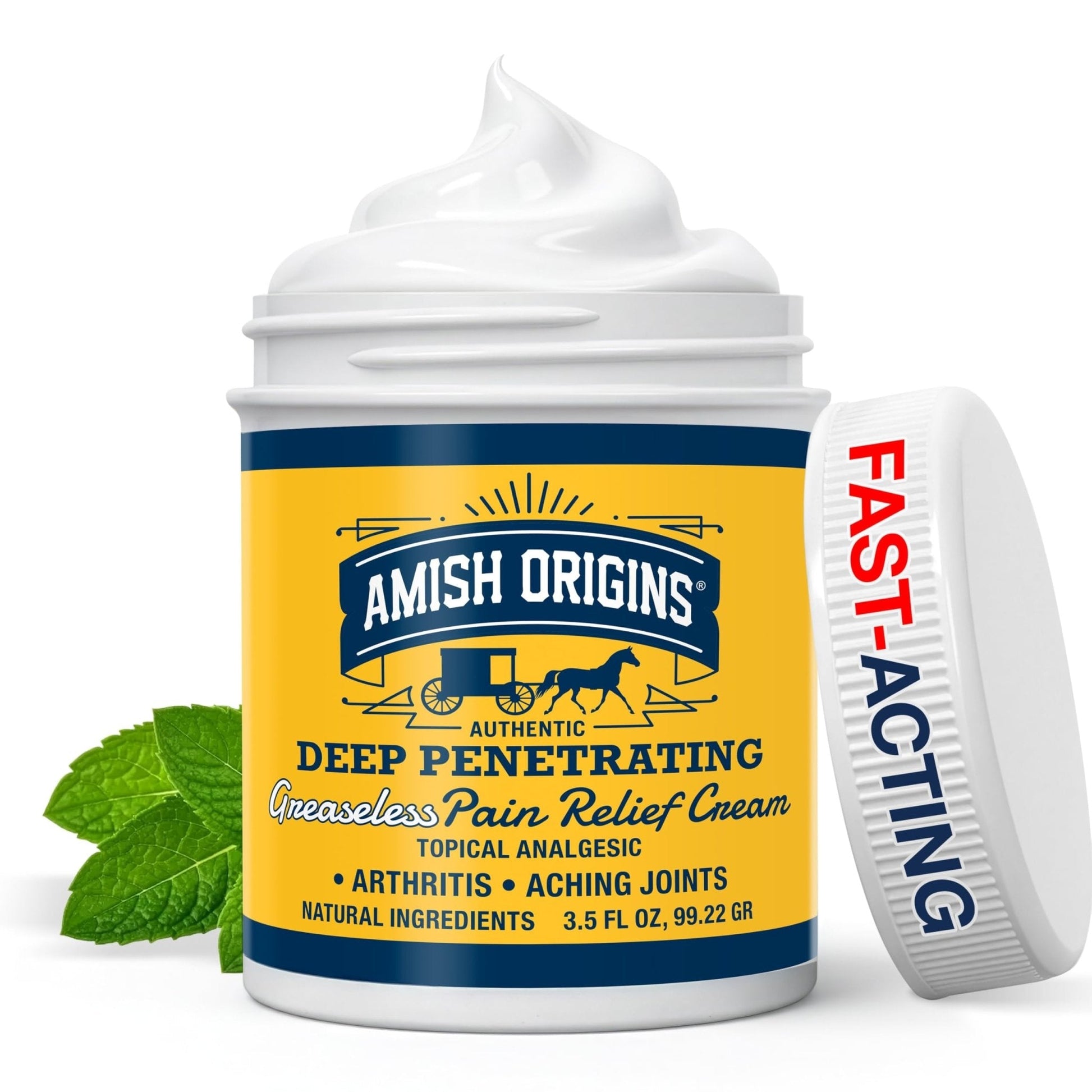 Amish Origins Arthritis Pain Relief Cream - 3.5 oz - Maximum Strength Deep Penetrating for Joint, Muscle, Knee, Back, Feet, Hand, Ankle, Aches, 1 Pack - Maple Wellness Supplements
