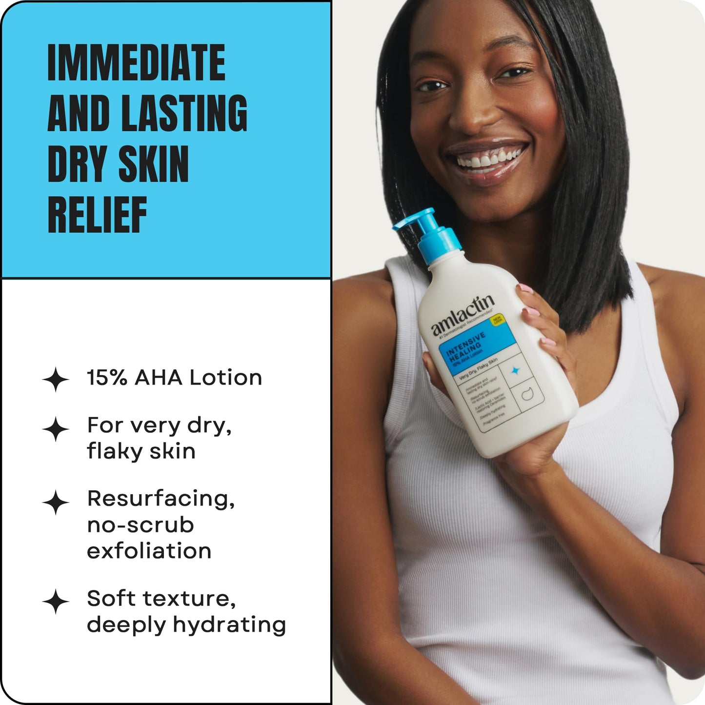 AmLactin Intensive Healing Body Lotion - Therapeutic Lotion for Extremely Dry Skin - No-Scrub Exfoliator and Moisturizer - Maple Wellness Supplements