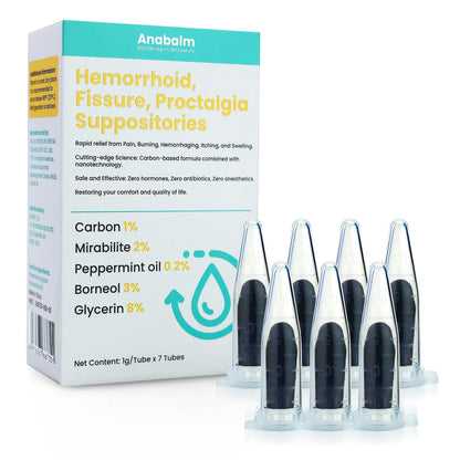 anabalm Hemorrhoid Treatment Suppositories, Natural Fissure Treatment for Anus Relief of Proctalgia, Pain, Itching, Swelling or Itch Discomfort - 7 Count - Maple Wellness Supplements