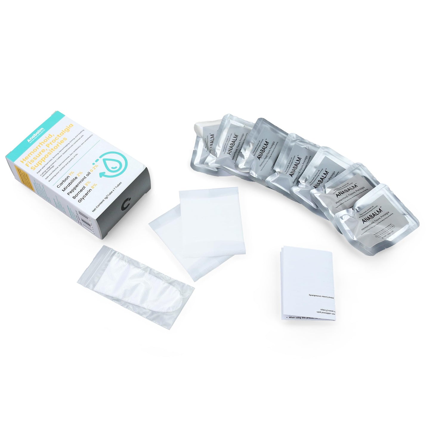 anabalm Hemorrhoid Treatment Suppositories, Natural Fissure Treatment for Anus Relief of Proctalgia, Pain, Itching, Swelling or Itch Discomfort - 7 Count - Maple Wellness Supplements