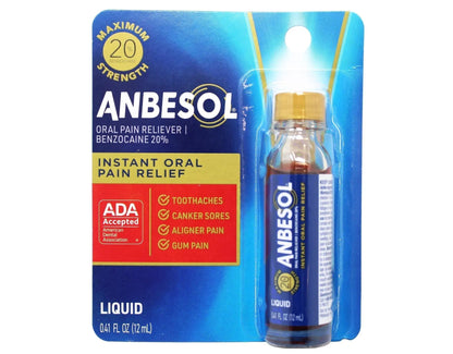 Anbesol Maximum Strength Liquid, 0.41 Fluid Ounce (Pack of 3) - Maple Wellness Supplements