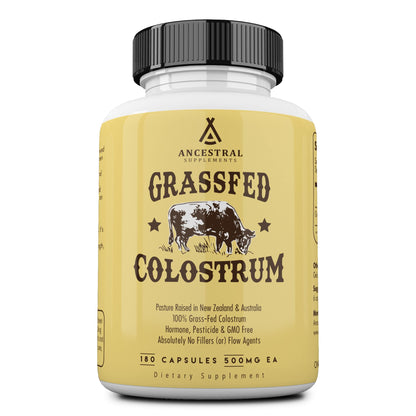 Ancestral Supplements Grass Fed Beef Colostrum Supplement, 3000 mg, 180 Capsules - Maple Wellness Supplements