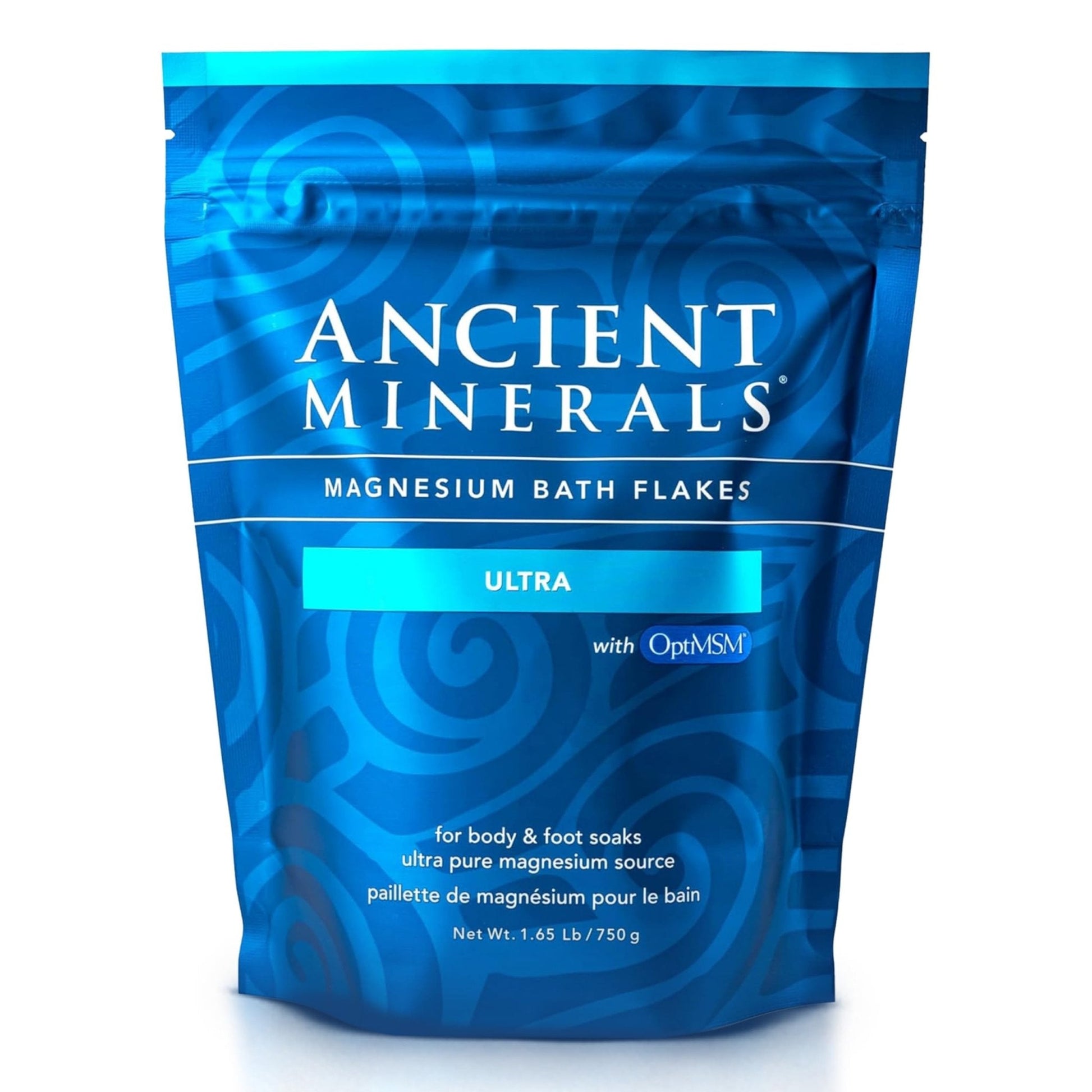 Ancient Minerals Magnesium Bath Flakes Ultra with OptiMSM – Pure Zechstein Magnesium Chloride and Organic Sulfur Bath Salts, - Maple Wellness Supplements