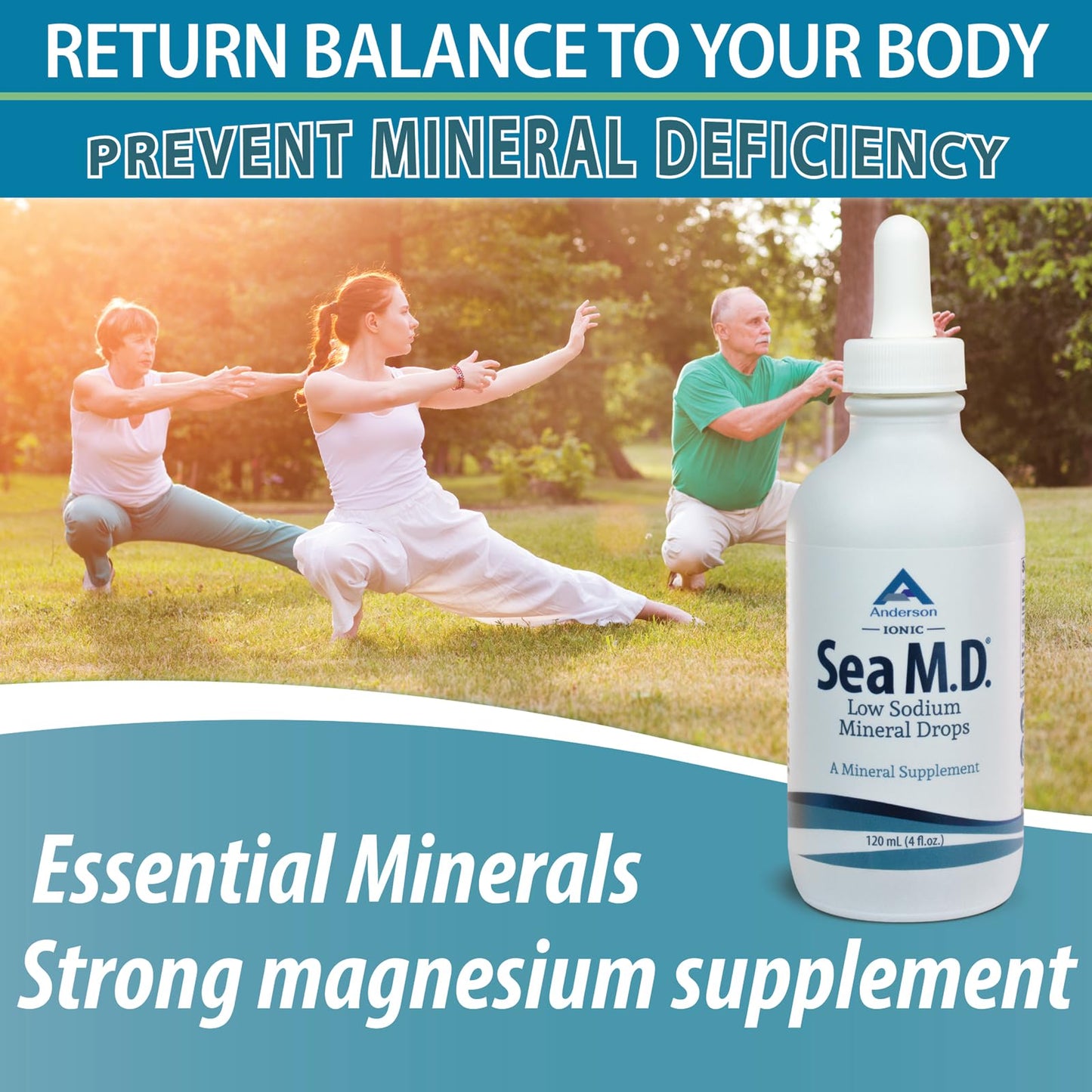 Anderson Sea M.D. Concentrated Trace Mineral Drops, 79 Trace Minerals with Magnesium, Sodium and Chloride Electrolytes - Supports Hydration, Energy - Maple Wellness Supplements