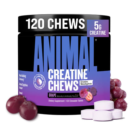 Animal Creatine Chews – 5g Creatine Monohydrate Tablets for Strength, Power & Training Recovery Support – Enhanced Absorption with AstraGin® – Convenient Chewable Format – 120 Tablets - Maple Wellness Supplements