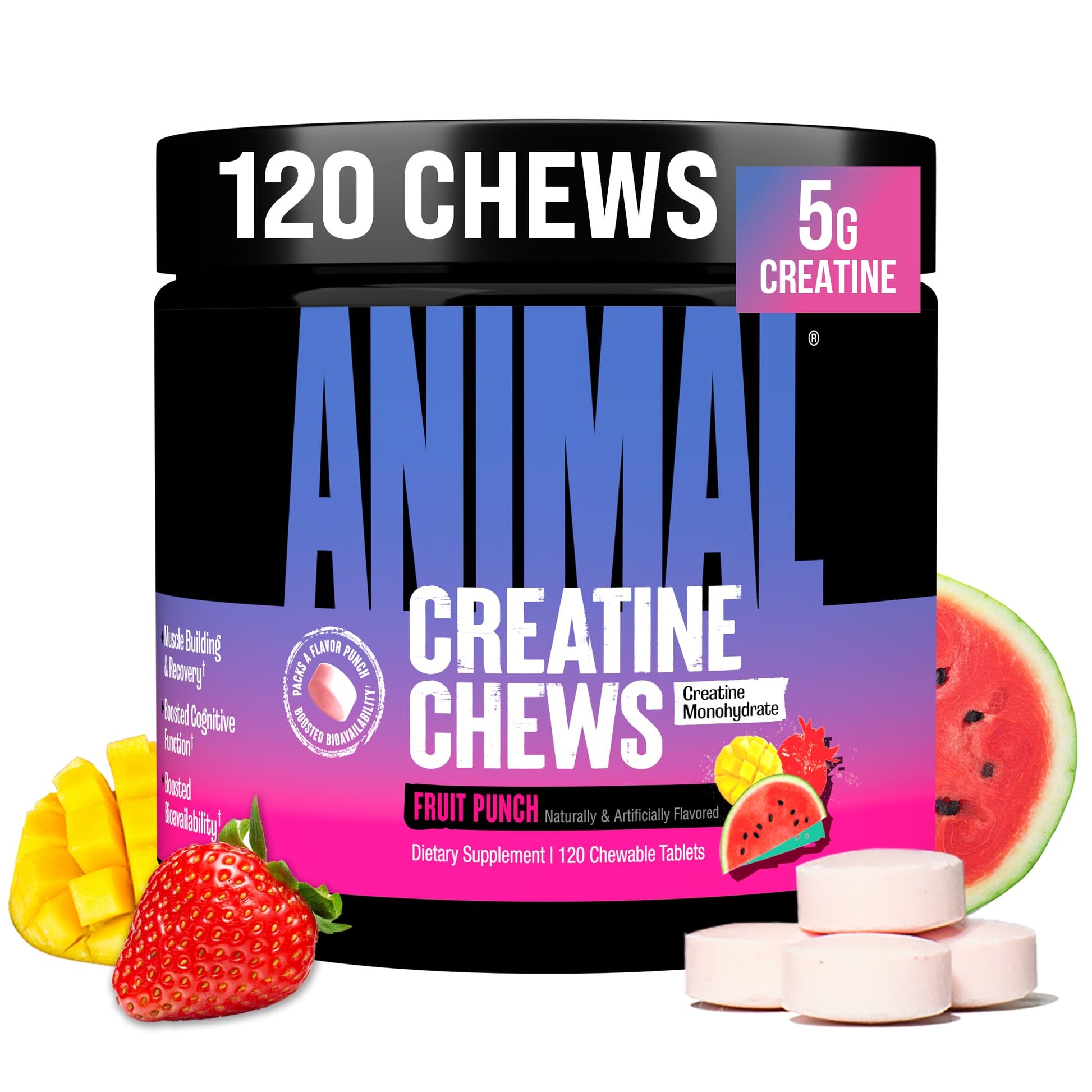 Animal Creatine Chews Tablets - Enhanced Creatine Monohydrate with AstraGin to Improve Absorption, Sea Salt for Added Pumps - Maple Wellness Supplements