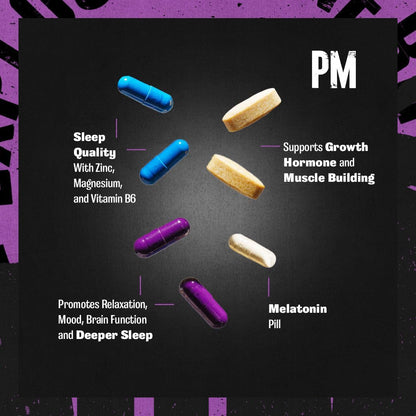 Animal PM - Sleep Aid for Adults Non-Habit Forming Relaxation Enhancer and Mood Support with Melatonin, L-Theanine, Zylaria, Zinc, Magnesium, Vitamin B6, GABA - Maple Wellness Supplements