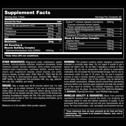 Animal PM - Sleep Aid for Adults Non-Habit Forming Relaxation Enhancer and Mood Support with Melatonin, L-Theanine, Zylaria, Zinc, Magnesium, Vitamin B6, GABA - Maple Wellness Supplements