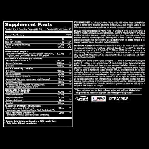 Animal Primal Muscle Hydration + Preworkout Powder – Contains Beta Alanine, 3DPump - Maple Wellness Supplements