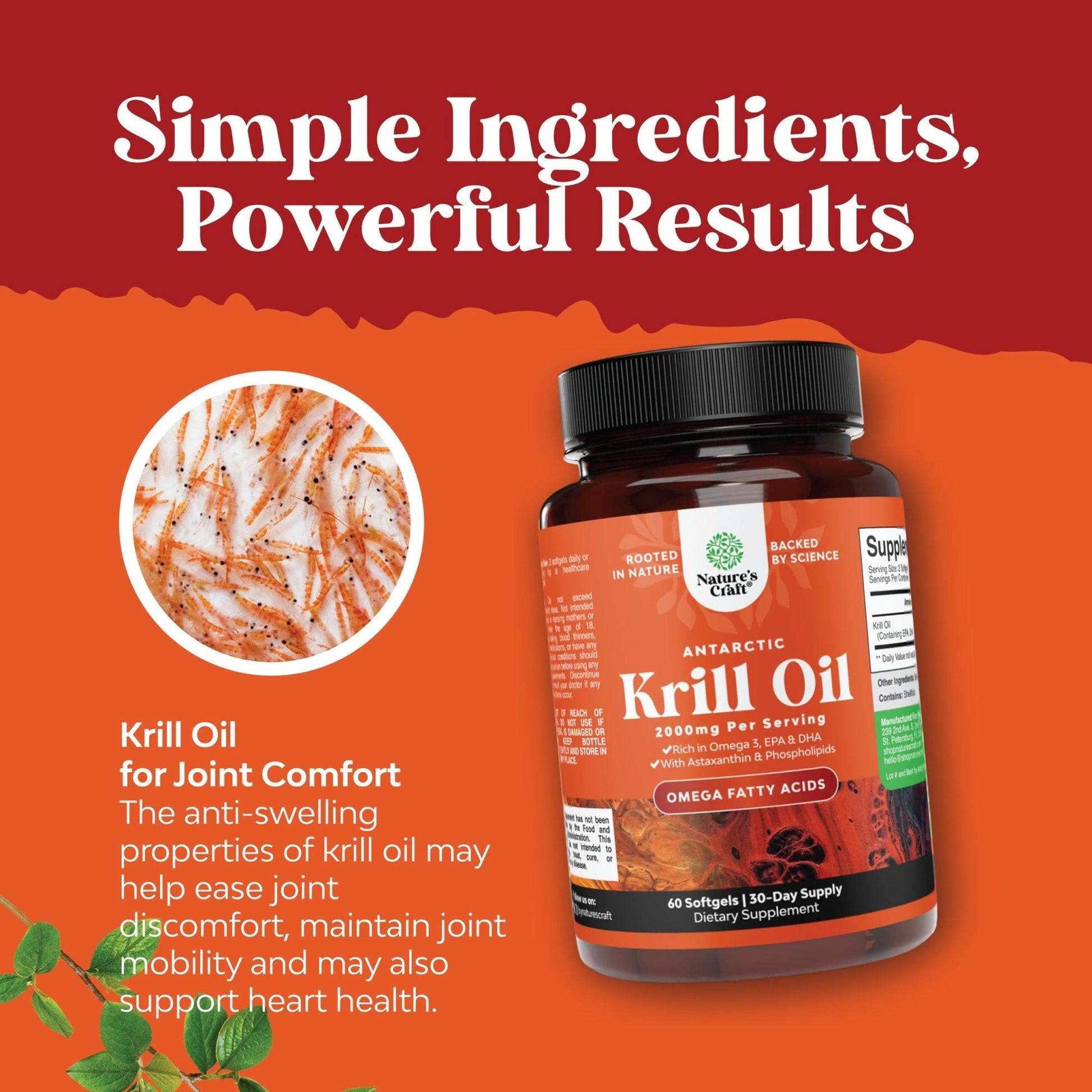 Antarctic Krill Oil 2000mg Softgels Per Serving - Omega 3 Krill Oil Supplement - Maple Wellness Supplements