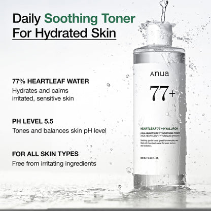 Anua Heartleaf 77 Soothing Toner, Moisturizing & Calming Facial Toner for Glass Skin, Hyaluronic Acid, Lightweight Hydration - Maple Wellness Supplements