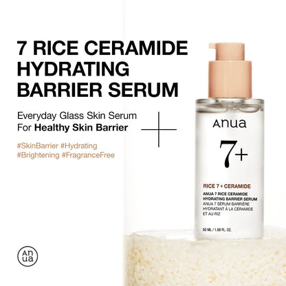 Anua Rice Ceramide 7 Hydrating Barrier Serum, Moisturizing Face Serum, Non-comodogenic, Hyaluronic Acid - Maple Wellness Supplements