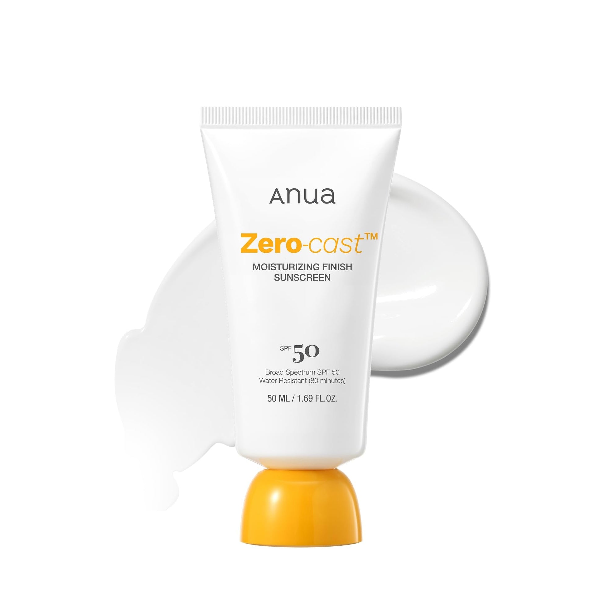 Anua, Zero-Cast Moisturizing Sunscreen SPF 50, Glow Natural Sunscreen for face, No White - Maple Wellness Supplements