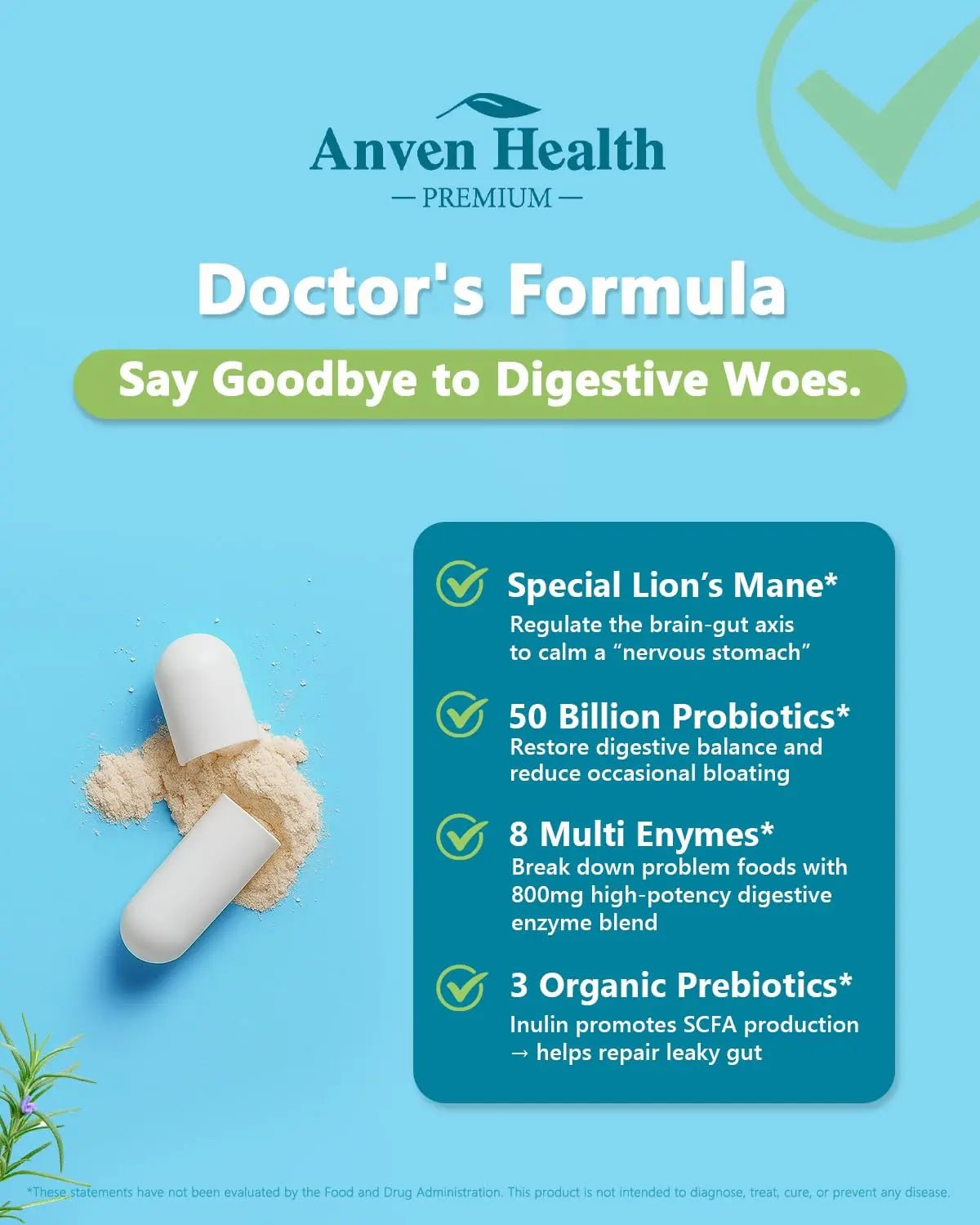 Anven Health 800mg Digestive Enzymes for Men and Women with Probiotics & Prebiotics, 8 Key Enzymes, Protease, Amylase & Lipase | 180 Capsules - A 60-Day Supply for Bloating & Gas Relief - Non-GMO - Maple Wellness Supplements