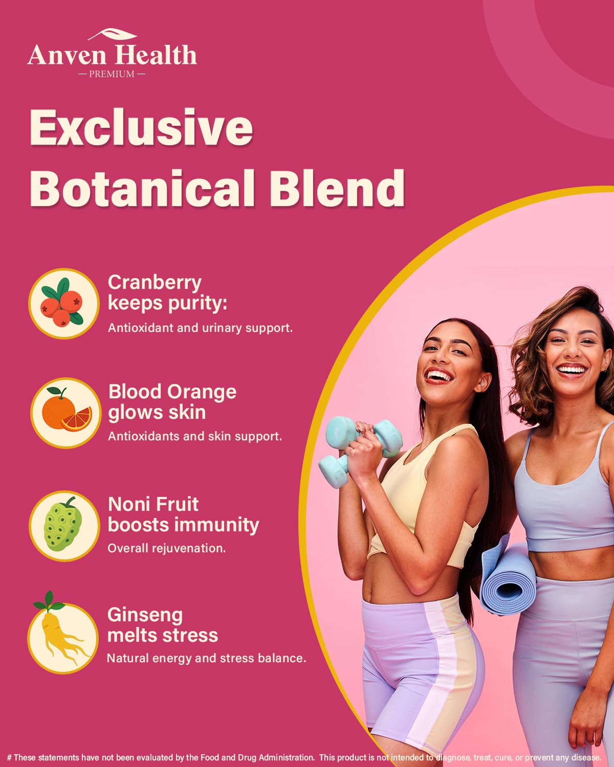 Anven Health Probiotics and Prebiotics for Women pH Balance & Digestion - 60 Billion Vaginal Probiotic with Cranberry & D-Mannose for Gut, Urinary, Immune Health, - Maple Wellness Supplements