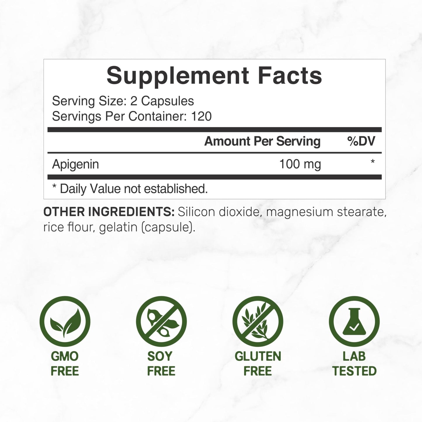 Apigenin, 100mg Per Serving, 240 Capsules – Raw Plant Extract from Chamomile Flower – Active Bioflavonoids & Antioxidants - Maple Wellness Supplements