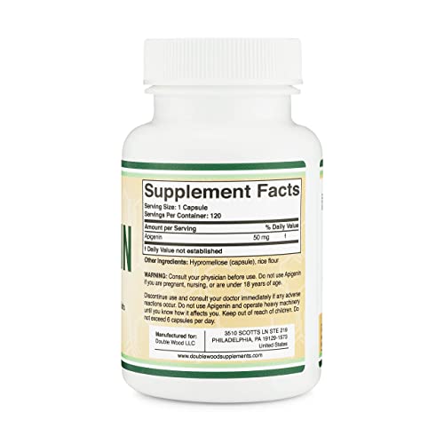 Apigenin Supplement - 50mg per Capsule, 120 Count (Powerful Bioflavonoid Found - Maple Wellness Supplements