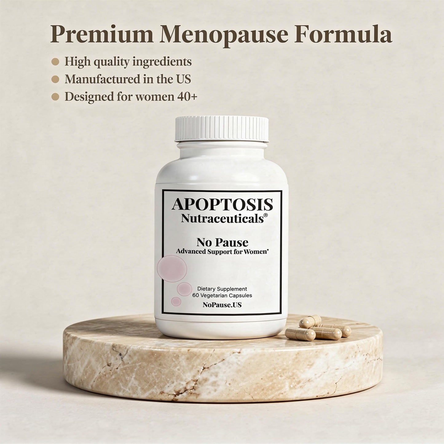 Apoptosis Menopause Supplement for Women – Supports Hot Flash Relief, Mood Balance, Energy & Vitality – with L-Arginine – 60 Capsules – Made in USA - Maple Wellness Supplements