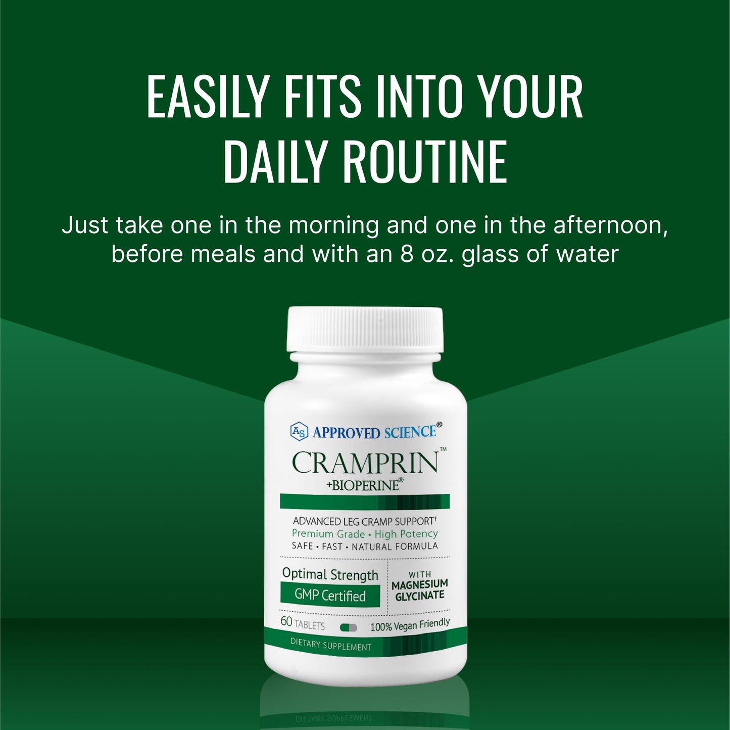 Approved Science Cramprin - High Absorption Magnesium, Vitamin B Complex, BioPerine - Muscle Cramps - 6 Month Supply - 2 Bottles - Vegan - Maple Wellness Supplements