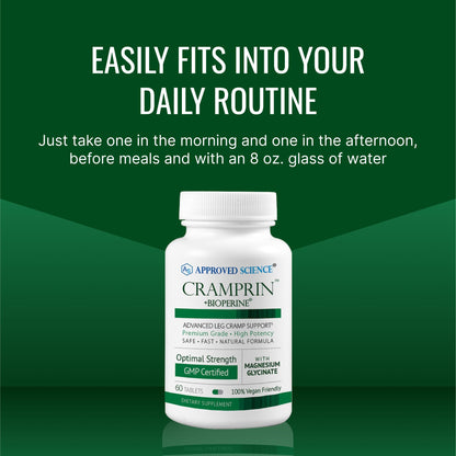 Approved Science Cramprin - High Absorption Magnesium, Vitamin B Complex, BioPerine - Muscle Cramps - 6 Month Supply - 2 Bottles - Vegan - Maple Wellness Supplements