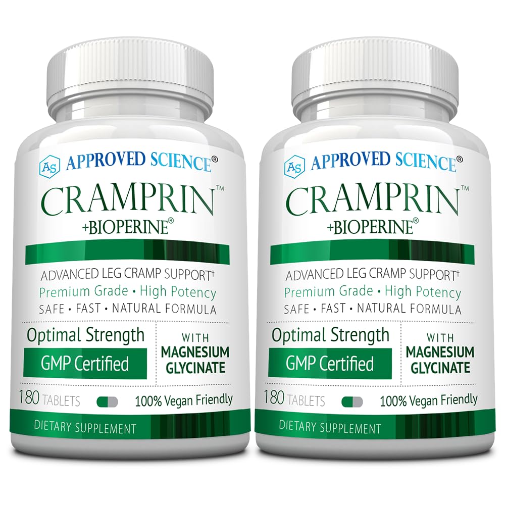 Approved Science Cramprin - High Absorption Magnesium, Vitamin B Complex, BioPerine - Muscle Cramps - 6 Month Supply - 2 Bottles - Vegan - Maple Wellness Supplements