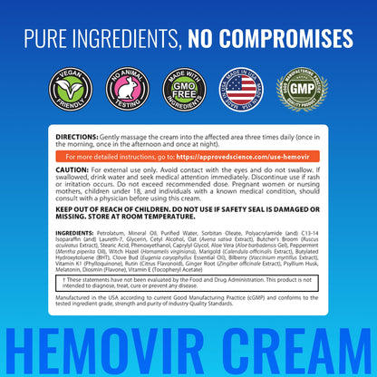 Approved Science Hemovir - Hemorrhoid Capsules and Cream - Dual-Action Stops Itching and Optimizes Blood Flow - Internal and External Care - 45 Capsules + 2 Fl Oz - Vegan - Non GMO - Made in The USA - Maple Wellness Supplements