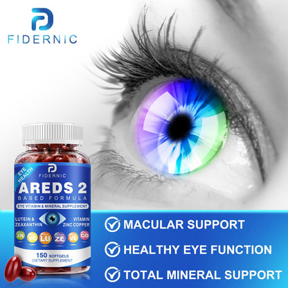 AREDS 2 Eye Vitamin & Mineral Supplement — Lutein and Zeaxanthin Supplement, Vitamin C & E, Zinc & Copper for Blue Light Protection, Eye Health Support - Maple Wellness Supplements