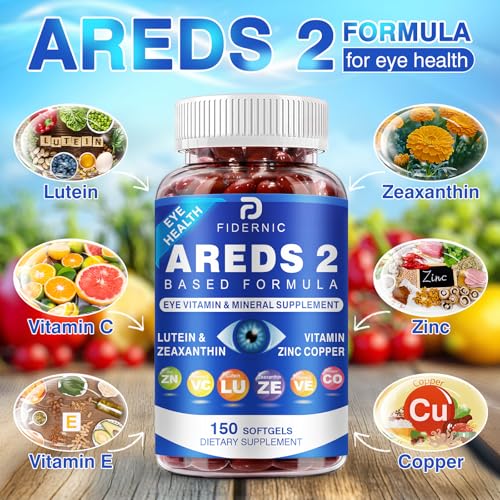AREDS 2 Eye Vitamin & Mineral Supplement — Lutein and Zeaxanthin Supplement, Vitamin C & E, Zinc & Copper for Blue Light Protection, Eye Health Support - Maple Wellness Supplements