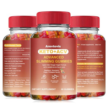 Arevtovis Apple Cider Vinegar Gummies - Boost Energy, Detox & Support Gut Health ACV - Maple Wellness Supplements