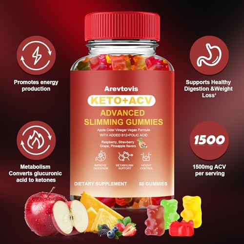 Arevtovis Apple Cider Vinegar Gummies - Boost Energy, Detox & Support Gut Health ACV - Maple Wellness Supplements