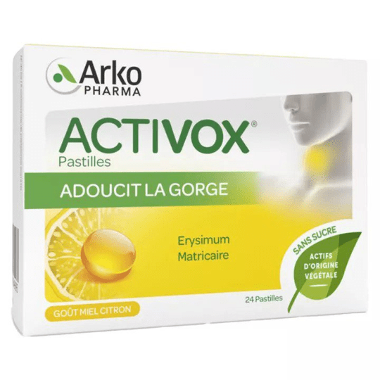 Arkopharma Activox Softens The Throat 24 lozenges - Honey Lemon Flavor - Maple Wellness Supplements