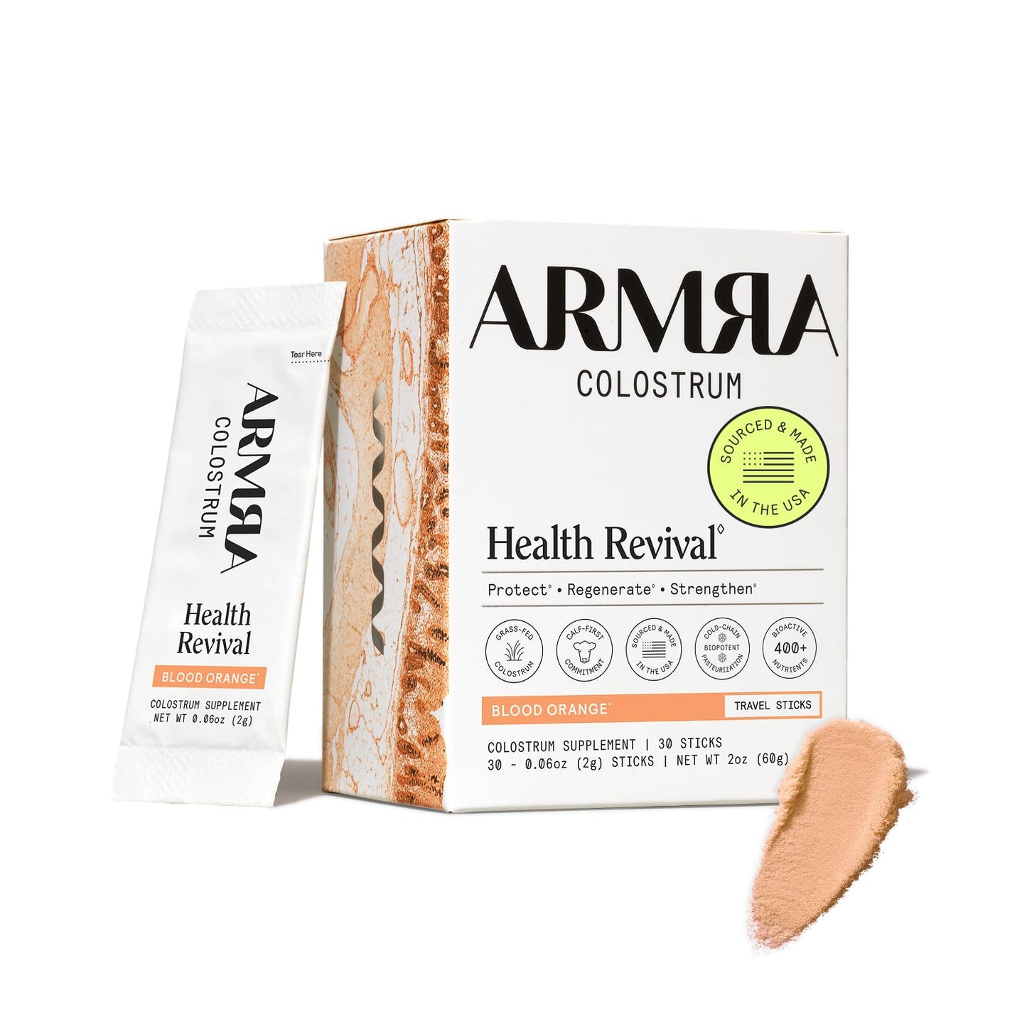 ARMRA Colostrum™ Powder | Blood Orange | Gut Health & Bloating | Skin & Hair | Immunity | Keto, Gluten & Fat-Free | 30 Servings - Maple Wellness Supplements