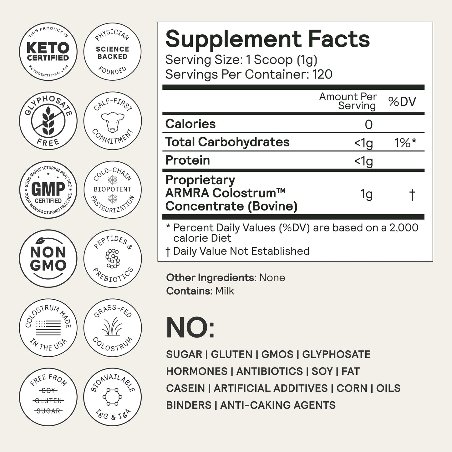 ARMRA Colostrum Powder | Unflavored | Gut Health & Bloating | Skin & Hair | Immunity | Keto, Gluten & Fat-Free | 120 Servings - Maple Wellness Supplements